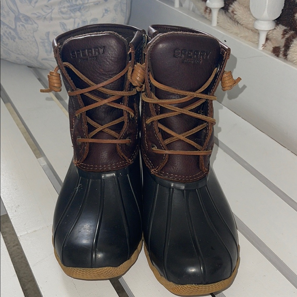 Sperry Black and Brown Waterproof Duck Boots
